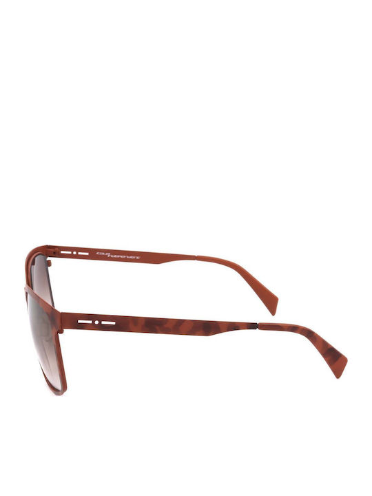 Italia Independent Men's Sunglasses with Burgundy Metal Frame and Brown Gradient Lens 0500.092.000