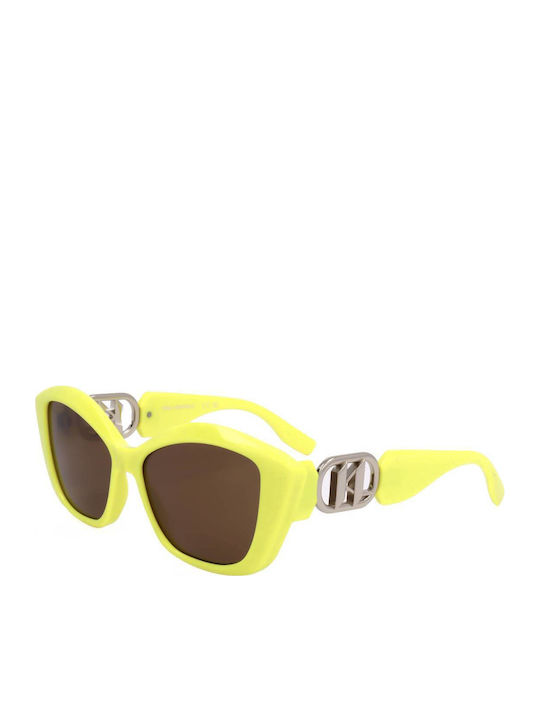 Karl Lagerfeld Women's Sunglasses with Yellow Plastic Frame and Brown Lens KL6102S-703