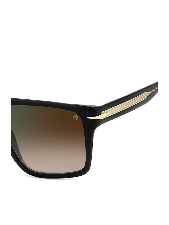 David Beckham Men's Sunglasses with Black Plastic Frame and Brown Gradient Mirror Lens DB 7149/S 807/QY