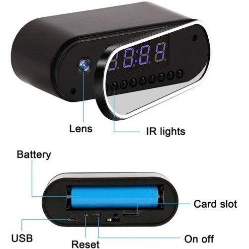 Cameră Ascunsă Ceas Wi-fi Iuni Ip07 Full Hd 64gb 160° Viziune Nocturnă Senzor de Mișcare P2p