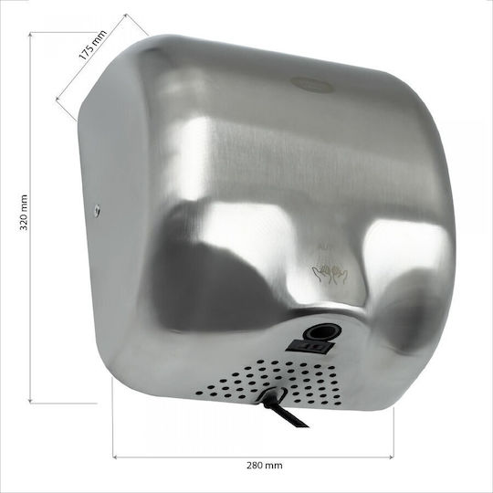 Limpio Uscător De Mâini Inox Cu Senzor Gri 1.8kW HD88SATINAT