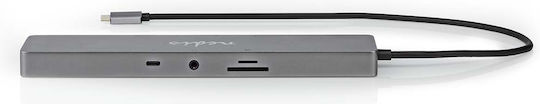 Nedis USB-Hub 10-in-1 USB-C Zu Rj45 3usb-a Buchse 3.5mm 2usb-c 2hdmi 0,4m Anthrazitgrau