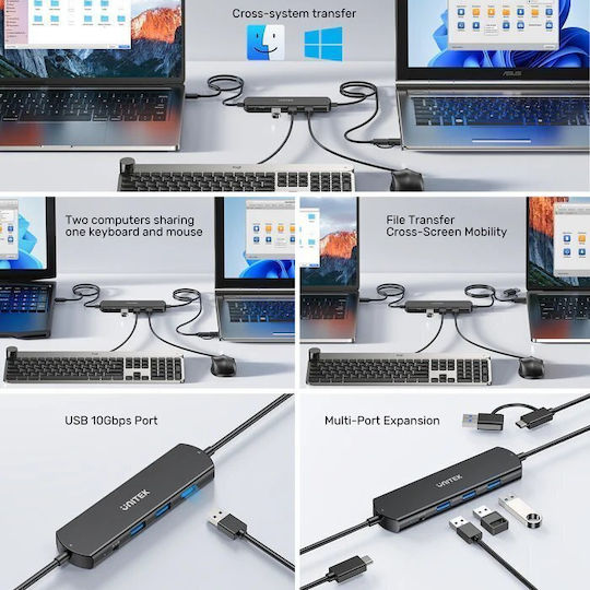 Unitek Hub USB-C 10Gbps Transfer Date 3 Porturi USB-A U1344a