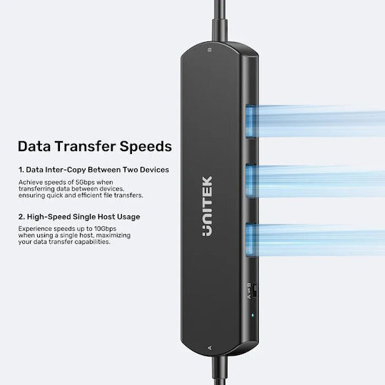 Unitek Hub USB-C 10Gbps Transfer Date 3 Porturi USB-A U1344a