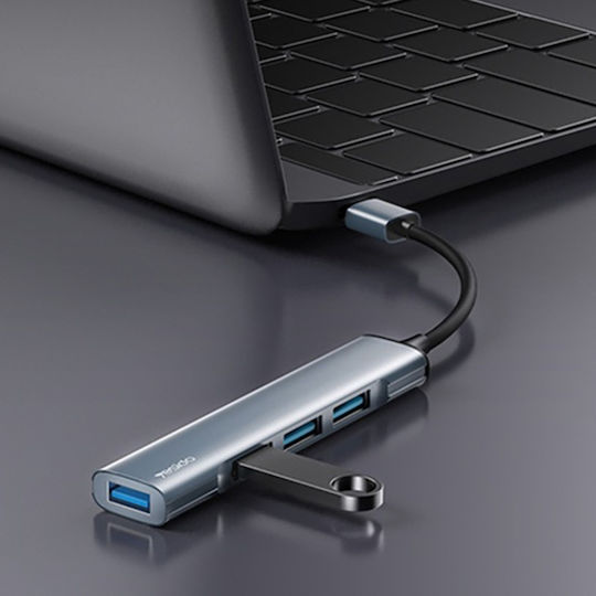 Usb Hub 4 In 1 Usb 3.0 To 1x Usb 3.0 3x Usb 2.0 Aluminum Yesido Gray
