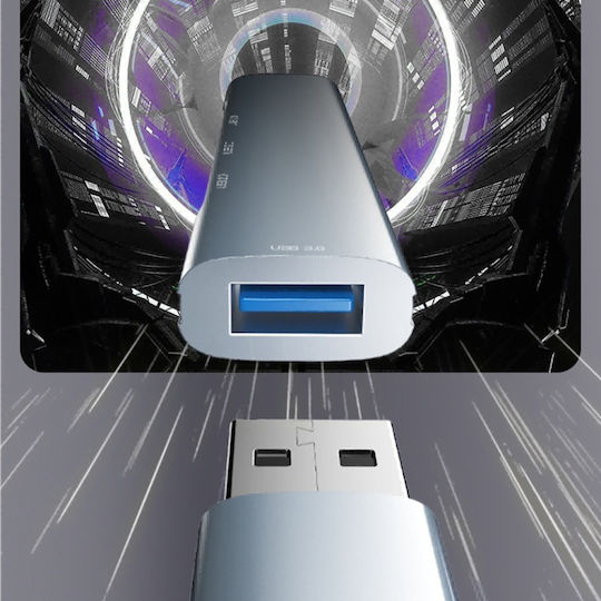 Usb Hub 4 In 1 Usb 3.0 To 1x Usb 3.0 3x Usb 2.0 Aluminum Yesido Gray