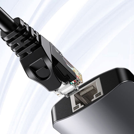 Docking Station Usb-c La Usb 3.0 Sd Tf Rj45 100mbps Pd 80w Aliaj De Aluminiu Yesido Gri