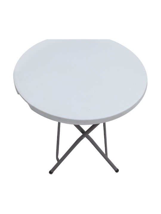 Plastic Catering Table for Small Outdoor Spaces Foldable with Metal Frame Capri Ice White 80x80x74cm