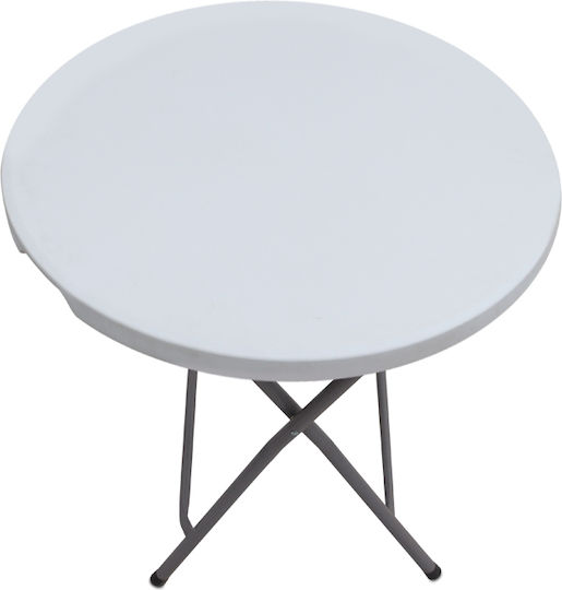 Plastic Catering Table for Small Outdoor Spaces Foldable with Metal Frame Capri Ice White 80x80x74cm