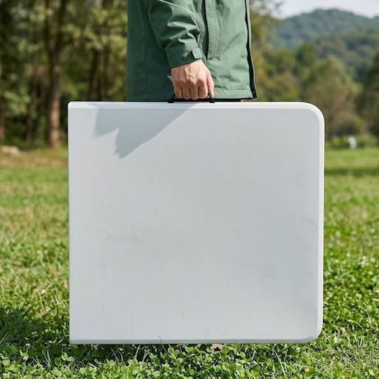 Masă Plastic Catering Exterior Pliabilă cu Cadru Metalic Capri Alb Gheață 152x70x74cm