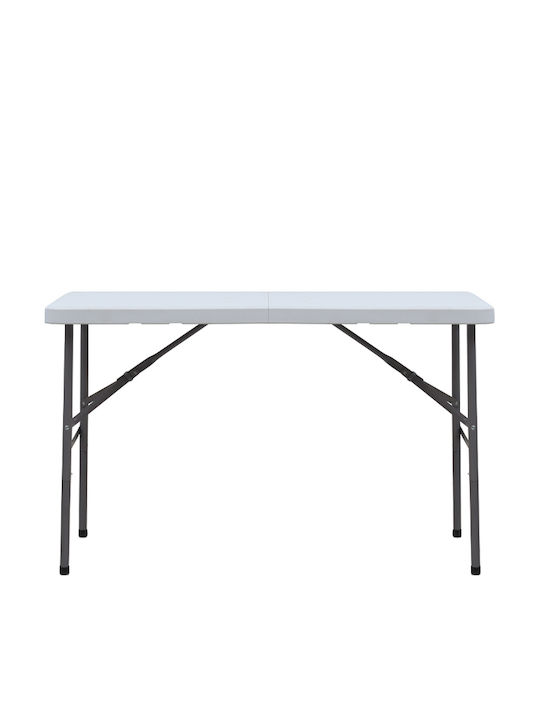 Plastic Outdoor Catering Table Foldable with Metal Frame Capri Ice White 120x60x74cm