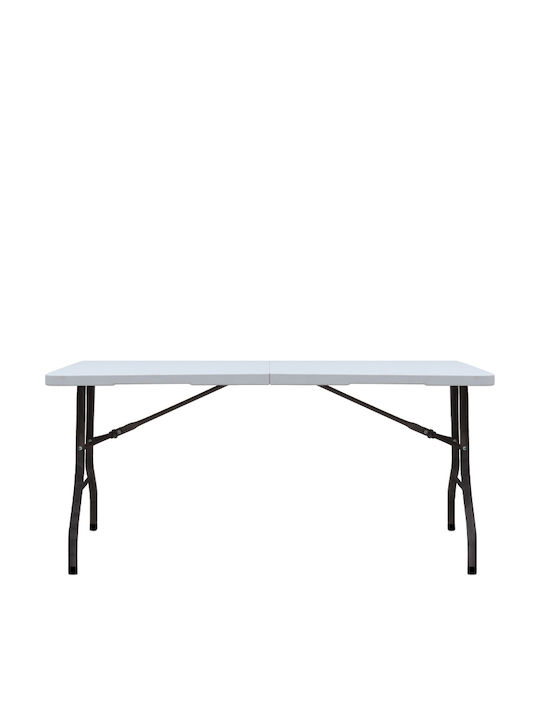 Plastic Outdoor Catering Table Foldable with Metal Frame Capri Ice White 152x70x74cm