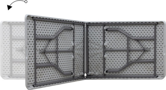 Masa Catering de Exterior Pliabilă cu Cadru Metalic Capri Alb Gheață 240x76x74cm