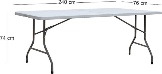 Masa Catering de Exterior Pliabilă cu Cadru Metalic Capri Alb Gheață 240x76x74cm