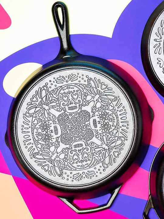 Lodge Sugar Skull Cast Iron Pan with Lid with Non-Stick Coating 30.48cm