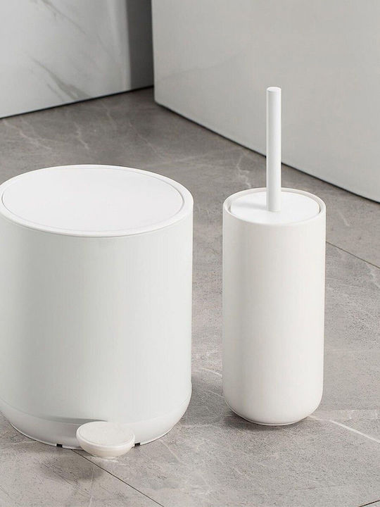 Marva Metallic Bathroom Brush and Bin Set Soft Close 5l White