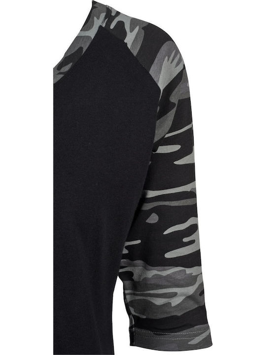 Γυναικεία Μπλούζα Βαμβακερή με Μανίκι 3/4 Black/Dark Camo
