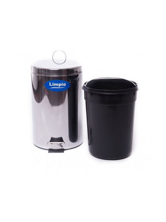 Limpio Waste Bin Stainless Steel with Pedal Silver 20lt