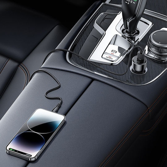 Yesido Încărcător Auto Cu Mufă De Brichetă 100W Încărcare Rapidă Cu Porturi 1xUSB-A 1xType-C Culoare Neagră