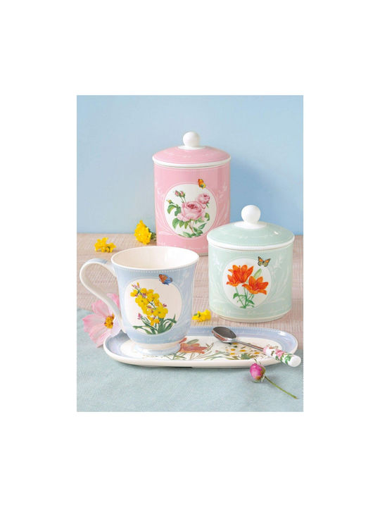 Marva Sugar Coffee Jar with Lid Made of Porcelain Green 10.5x13cm 1 Piece