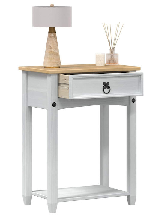 Console Table Solid Wood White L55xW35xH73cm