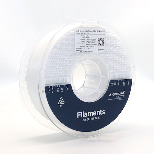 Gembird ABS 3D Drucker Filament 1,75mm Weiß 1kg