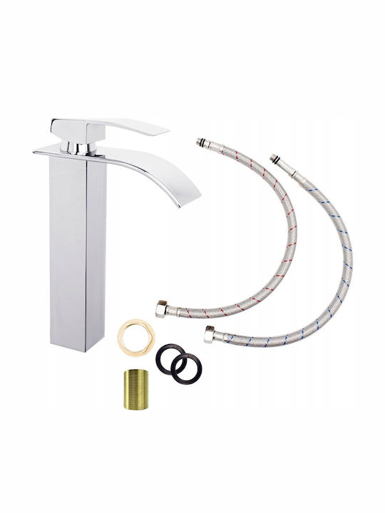 Granitan Mixing Sink Faucet Waterfall Tall Silver