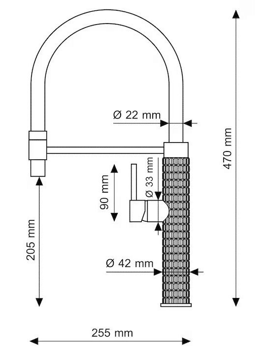 Kitchen Faucet Counter with Detachable Shower Gold