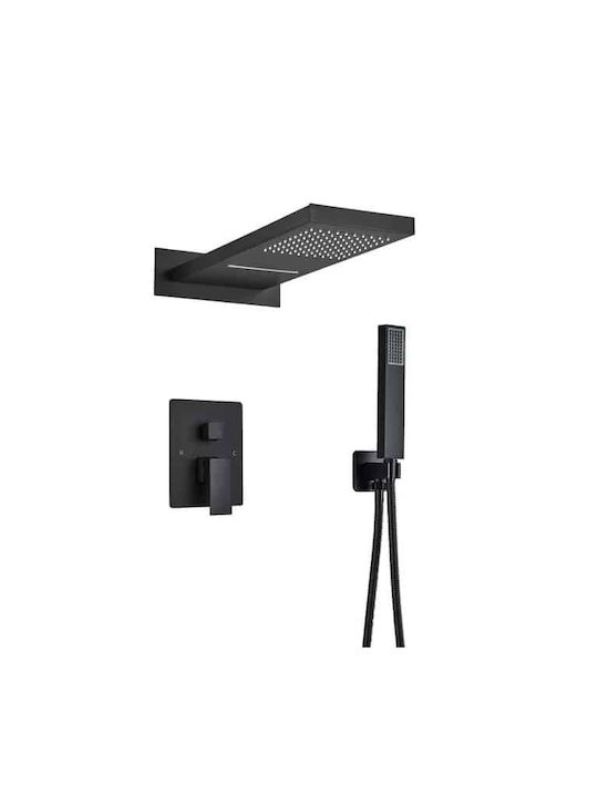 Set Cap De Duș Robineți Încorporați Pentru Duș Negru