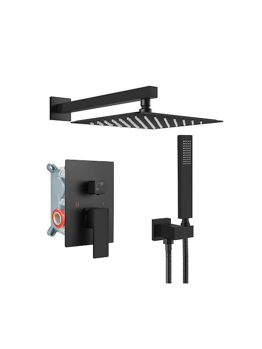 Set Cap De Duș Robineți Încorporați Pentru Duș Negru