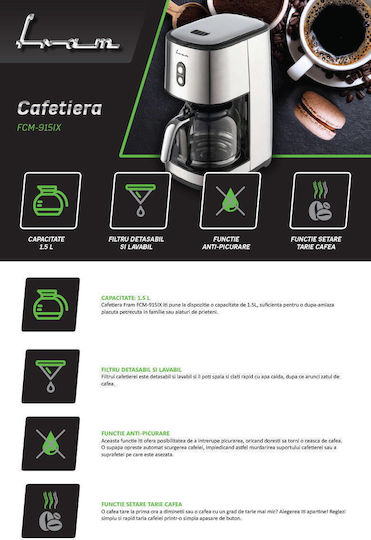 Fram Filter Coffee Machine 900W Silver