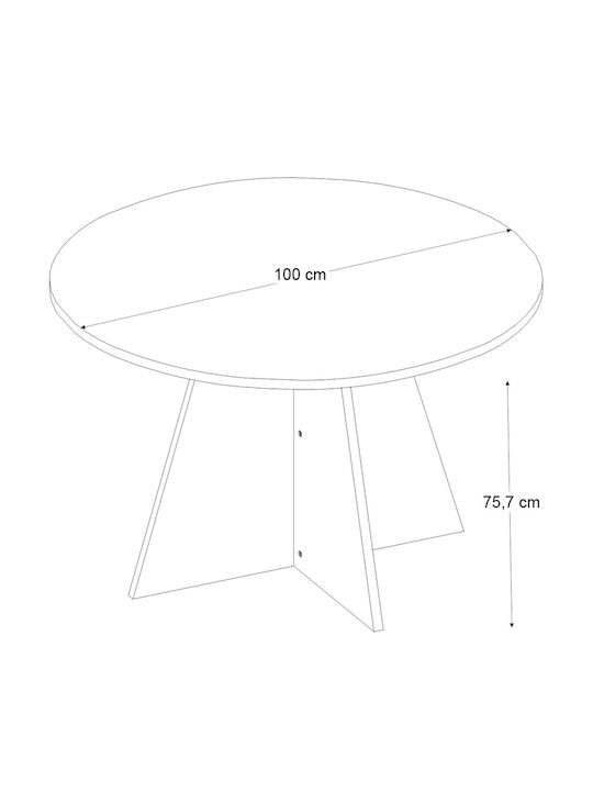 Tailor Round Dining Room Table Wooden White Marble Effect 100x100x75.7cm