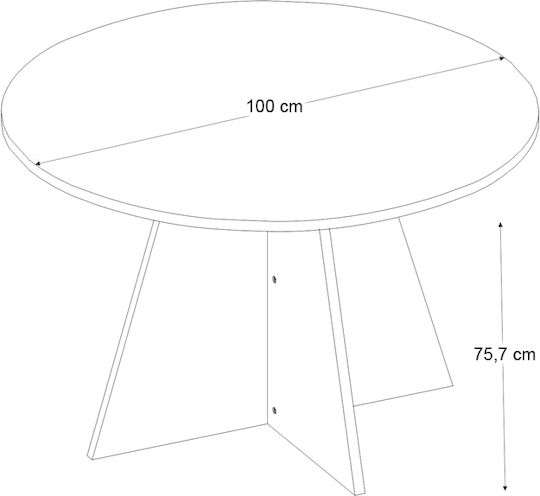 Tailor Кръгла Маса За Трапезария Дървена Бял Мраморен Ефект 100x100x75.7см