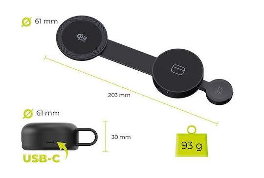 Mobile Origin Ασύρματος Φορτιστής Qi2 25W Μαύρος (MO-PW34-BLK)