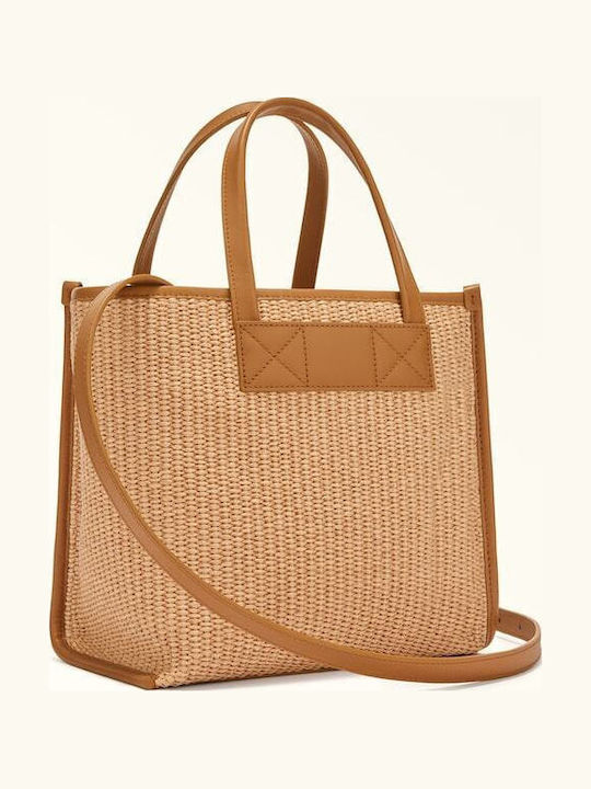 Fabric Women's Tote Handbag Beige