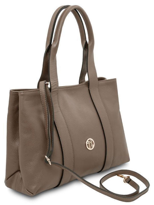 Leather Women's Shoulder Shopper Bag Gray