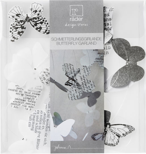 Raeder Paper Garland for Party Butterflies in White Colour 150cm
