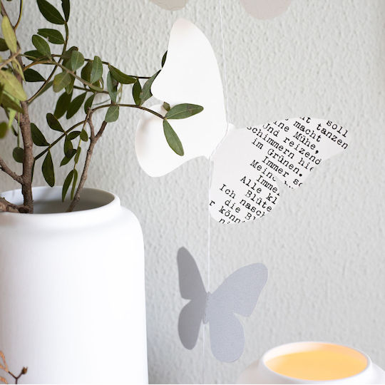 Raeder Paper Garland for Party Butterflies in White Colour 110cm
