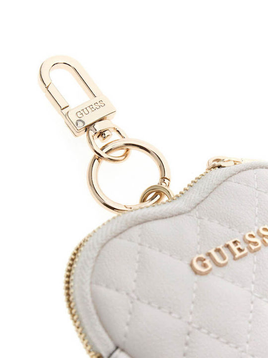 Guess Heart Pouch Keychain White 198659019082