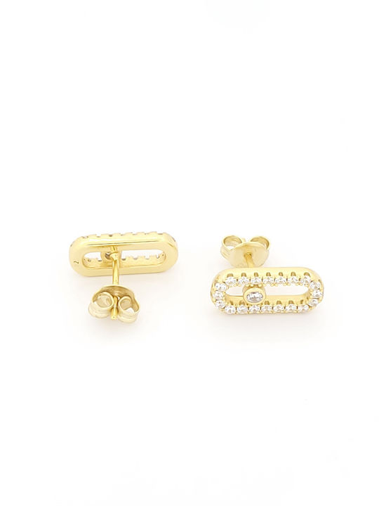 Silver Union Silver Gold Plated Stud Earrings with Stones