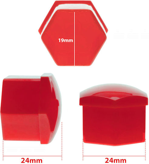 Extremo Tuning 19 Mm Red Bolt Caps 20 Pcs Installation Set
