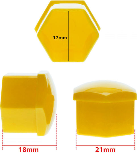 17 Mm Yellow Screw Caps 20 Pcs Set Installation Protection Wheels