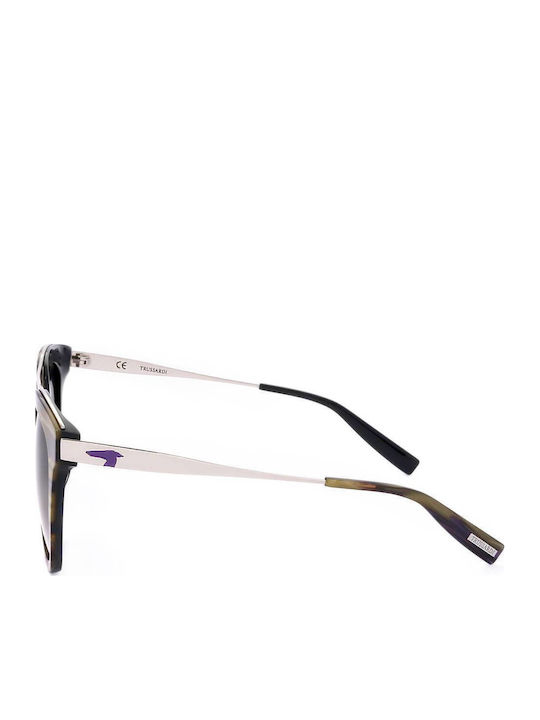 Trussardi Woman Sunglasses with Brown Frame and Gray Lens STR232F 06DA