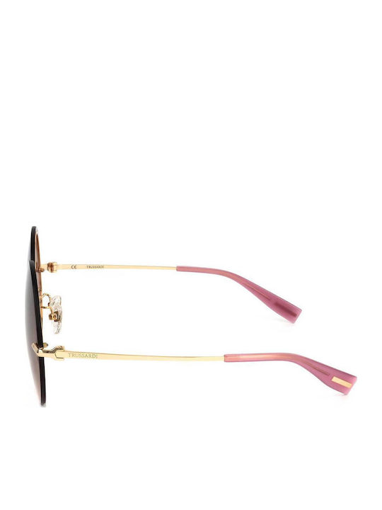 Trussardi Woman Sunglasses with Gold Frame and Brown Lens STR219F 300R