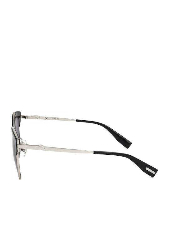 Trussardi Women's Sunglasses with Silver Frame and Gray Lens