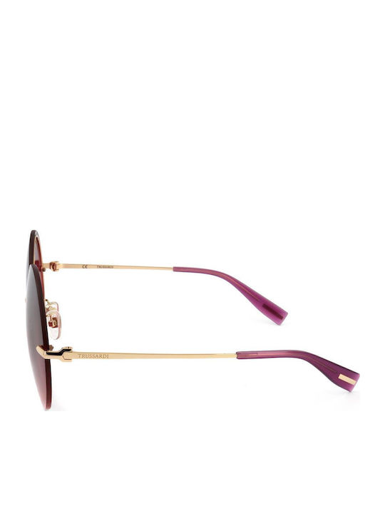 Trussardi Woman Sunglasses With Gold Frame And Burgundy Lens STR219F 300B