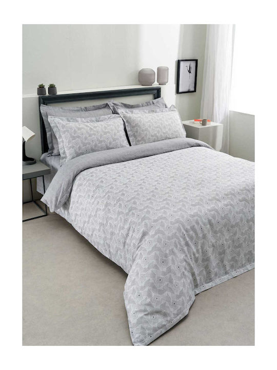 Vesta Home Duvet Cover Set King Size with 2 Pillowcases 260x240 Geneva Gray