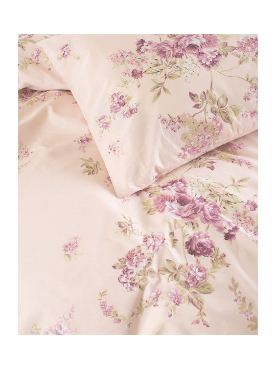 Rythmos Rythmos Baumwoll Bettbezug Set 160x250cm Einzel mit Kissenbezug Springtime Rosa