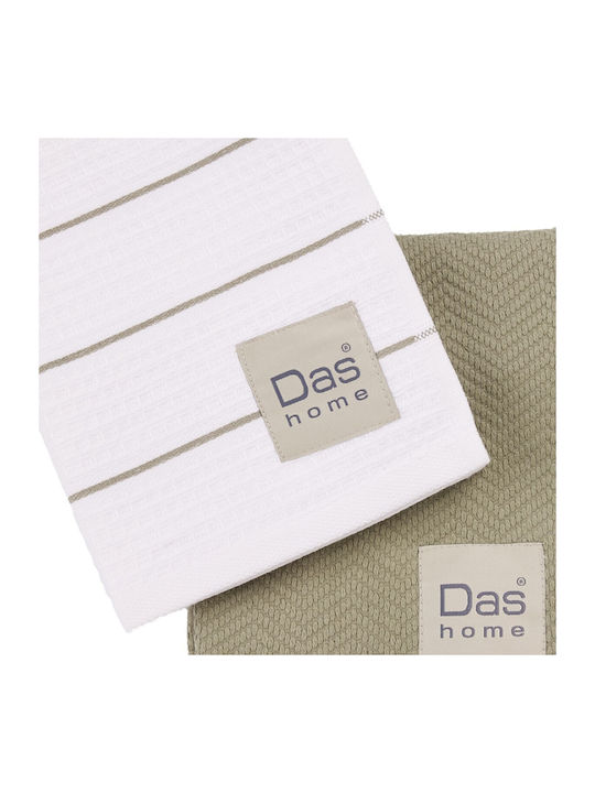 Das Home 0827 Ποτηρόπανο από 100% Βαμβάκι σε Πράσινο Χρώμα 30x50cm 2τμχ