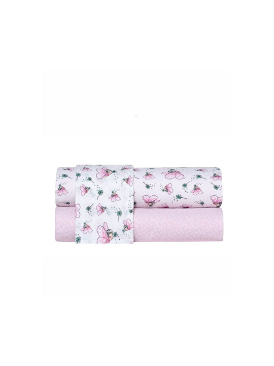Kentia Set Kinderbettlaken Baumwollweiß Baby Pink 165x245cm 3 Stück Kentia Set Kinderbettlaken Baumwollweiß Baby Pink 165x245cm 3 Stück